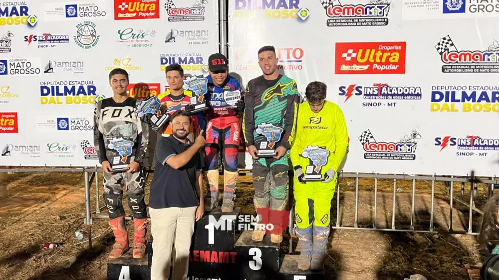 Fenômeno de Brasnorte: Gui Ferreira, de 15 anos, vence tudo e domina etapa do Motocross em Denise